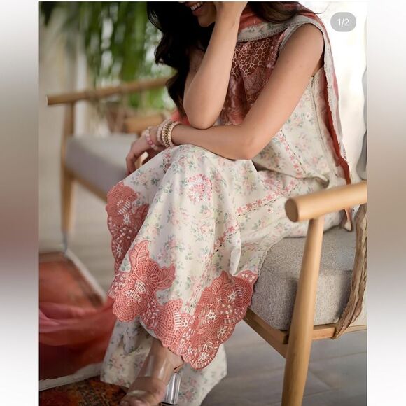 ZAIB PAKISTANI DESIGNER DRESS 3 PIECE STITCHED WITH LONG SLEEVES - Picture 7 of 12